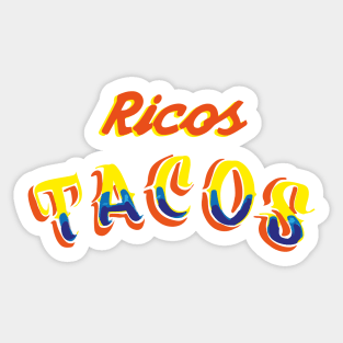 Ricos tacos authentic Mexican food calligraphy font lettering banner taquería rótulo Sticker